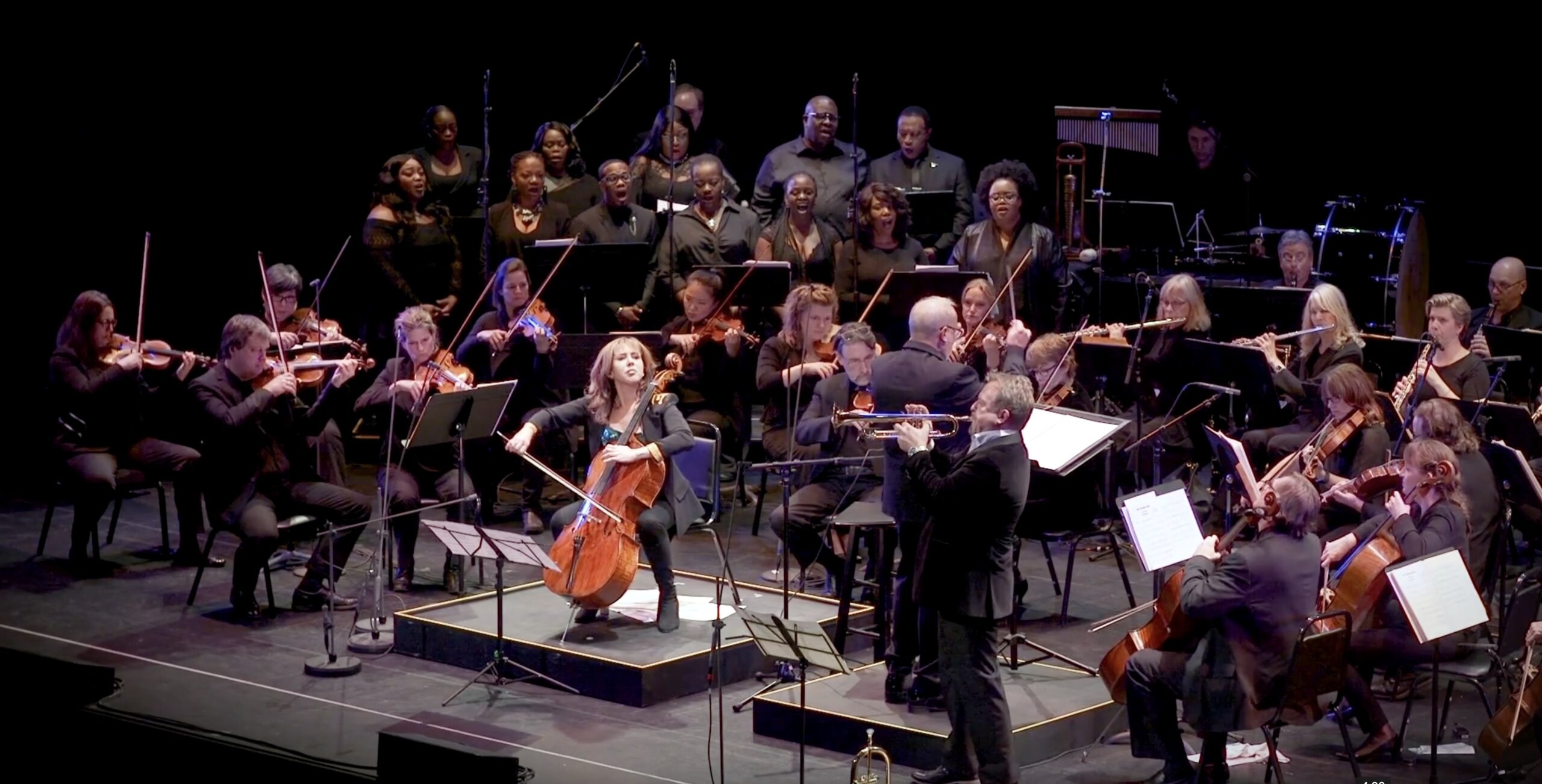 Ofra Harnoy and Mike Herriott in concert with orchestra